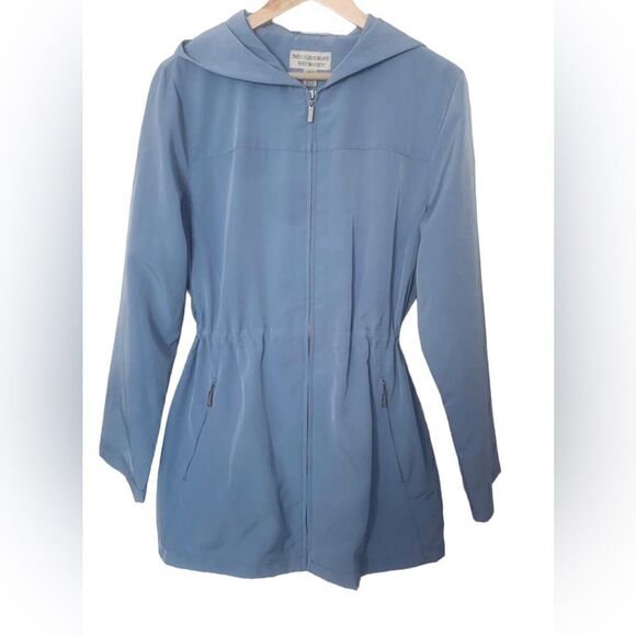 Mulberry Street Women Lg 3/4 Lightweight Hooded Full Zip Drawstring Coat Jacket - Picture 1 of 7